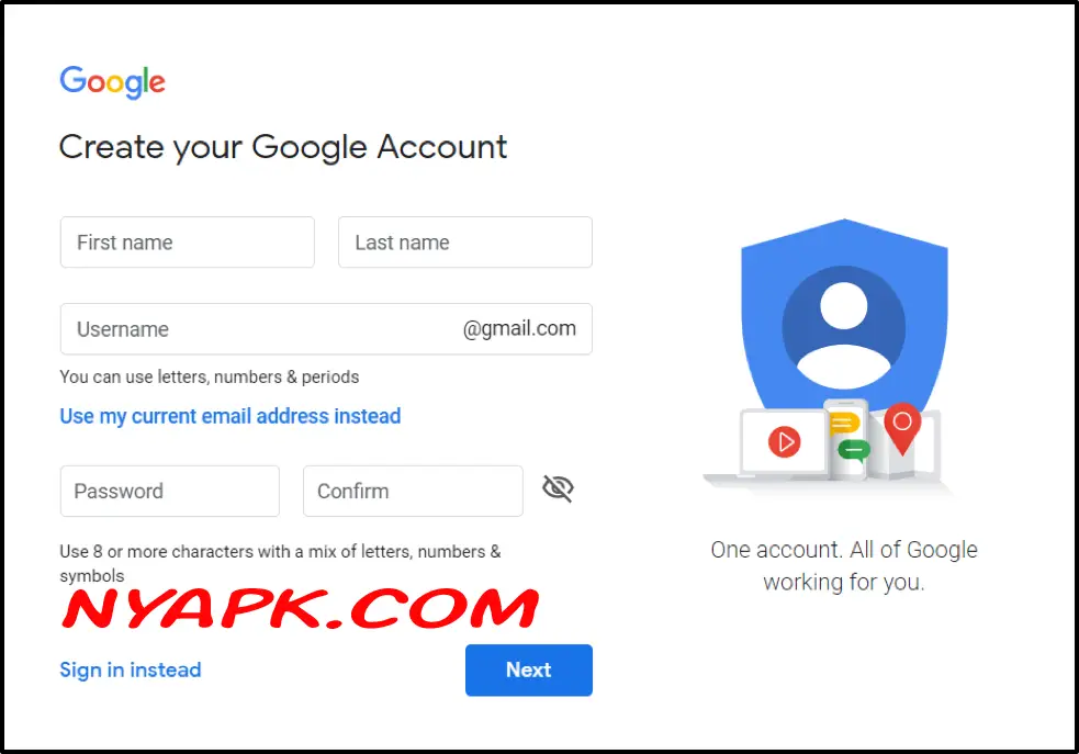 Choose the Google email address to enhance identity and trust.