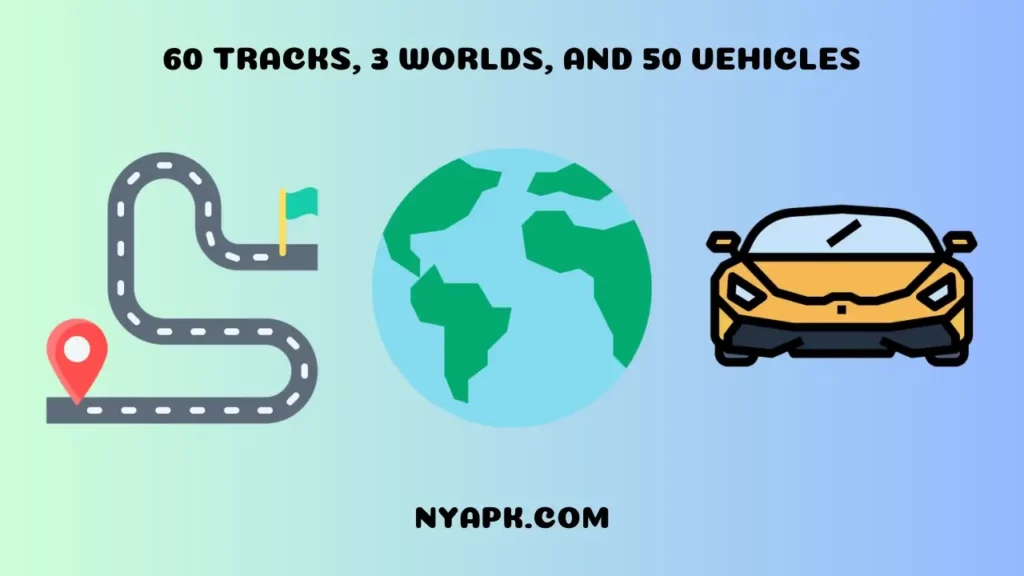 60 Tracks, 3 Worlds, and 50 Vehicles
